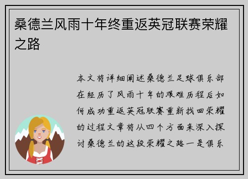 桑德兰风雨十年终重返英冠联赛荣耀之路 桑德兰风雨十年终重返英冠联赛荣耀之路